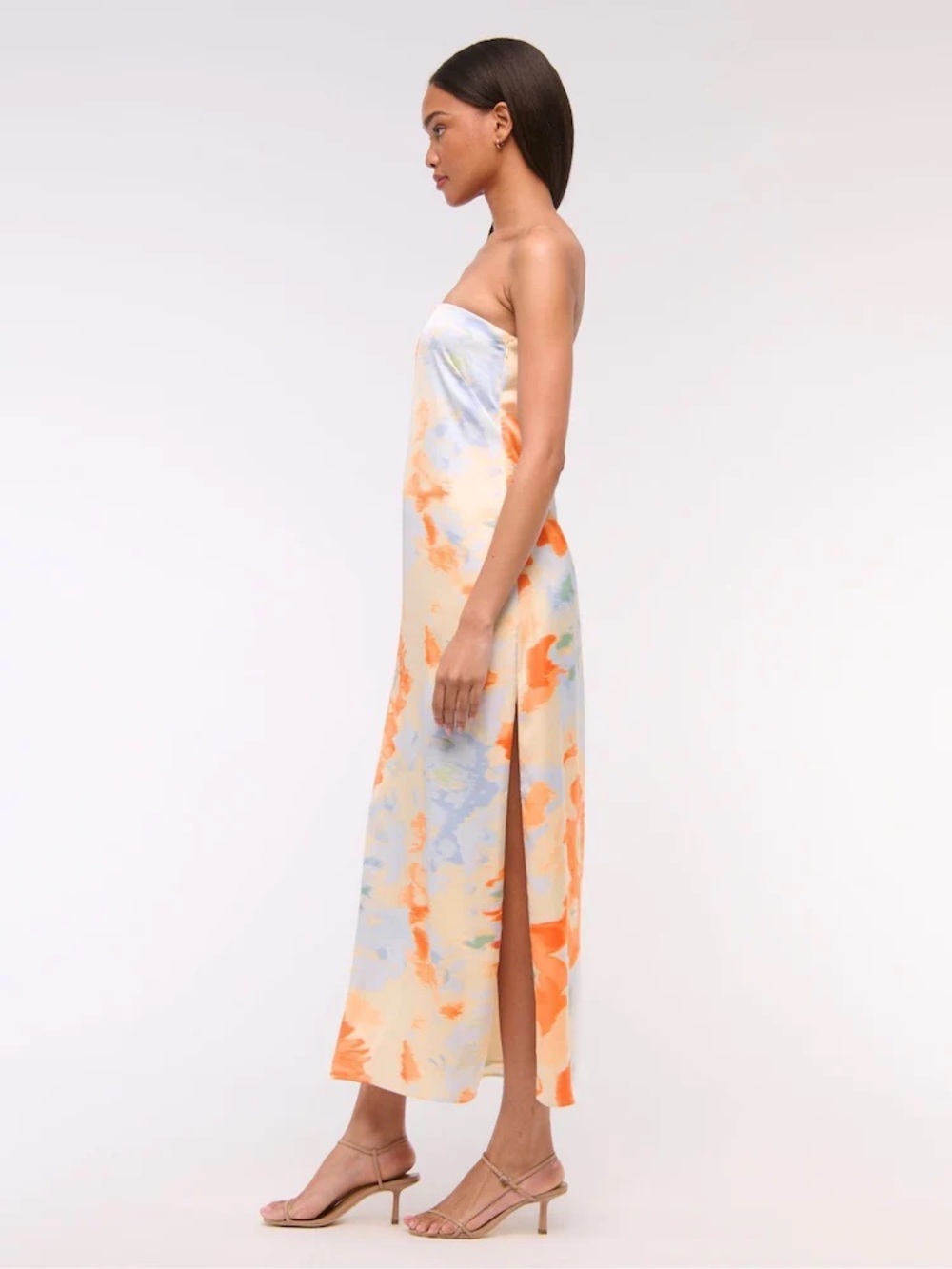 Abercrombie & Fitch Blue Strapless Floral Maxi Dress Large Petite - Picture 3 of 9